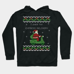 I paid for Express Delivery Santa on a scooter Funny Christmas Ugly sweater pattern Hoodie